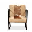 Lounge Chair Genuine Goatskin and Canvas Cream