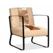 Lounge Chair Genuine Goatskin and Canvas Cream