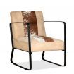 Lounge Chair Genuine Goatskin and Canvas Cream