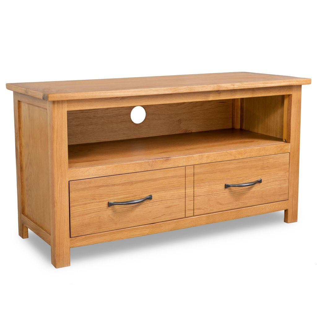 TV Cabinet 90x35x48 cm Solid Oak Wood