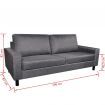 3-Seater Sofa Dark Grey Fabric