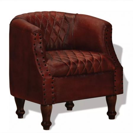 Armchair Real Leather Brown