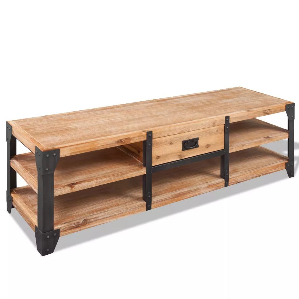 TV Stand Solid Acacia Wood 140x40x45 cm