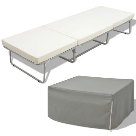 Folding Bed/Stool with Mattress Steel 200x70 cm