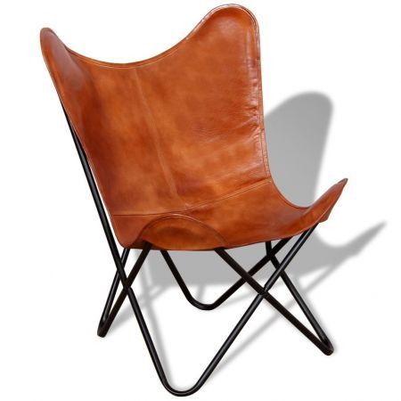 Butterfly Chair Real Leather Brown