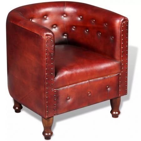 Tub Chair Real Leather Brown