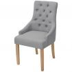 Oak Dining Chairs 2 pcs Fabric Light Grey