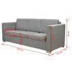 3-Seater Sofa Fabric Light Grey