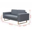 2-Seater Sofa Fabric Light Grey