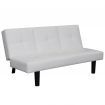 Sofa Bed with Drop-Down Table Artificial Leather White