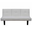 Sofa Bed with Drop-Down Table Artificial Leather White