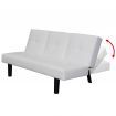 Sofa Bed with Drop-Down Table Artificial Leather White