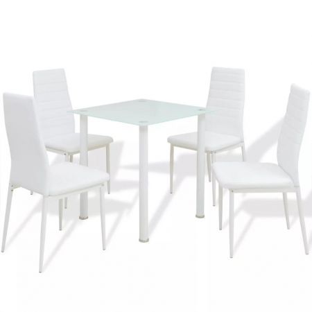 Five Piece Dining Table and Chair Set White