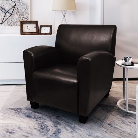 Sofa Chair Artificial Leather Dark Brown