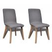 Dining Chairs 2 pcs Light Grey Fabric and Solid Oak Wood