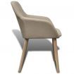 Dining Chairs 2 pcs Beige Fabric and Solid Oak Wood