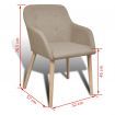 Dining Chairs 2 pcs Beige Fabric and Solid Oak Wood