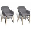 Dining Chairs 2 pcs Dark Grey Fabric and Solid Oak Wood