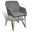 Dining Chairs 2 pcs Dark Grey Fabric and Solid Oak Wood