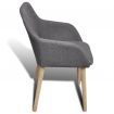 Dining Chairs 2 pcs Dark Grey Fabric and Solid Oak Wood