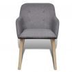 Dining Chairs 2 pcs Dark Grey Fabric and Solid Oak Wood