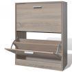 Oak Look Wooden Shoe Cabinet with 2 Compartments