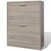 Oak Look Wooden Shoe Cabinet with 2 Compartments