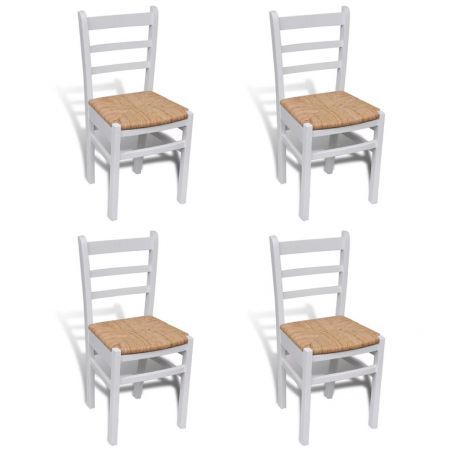 4 pcs White Paint Wooden Dining Chair