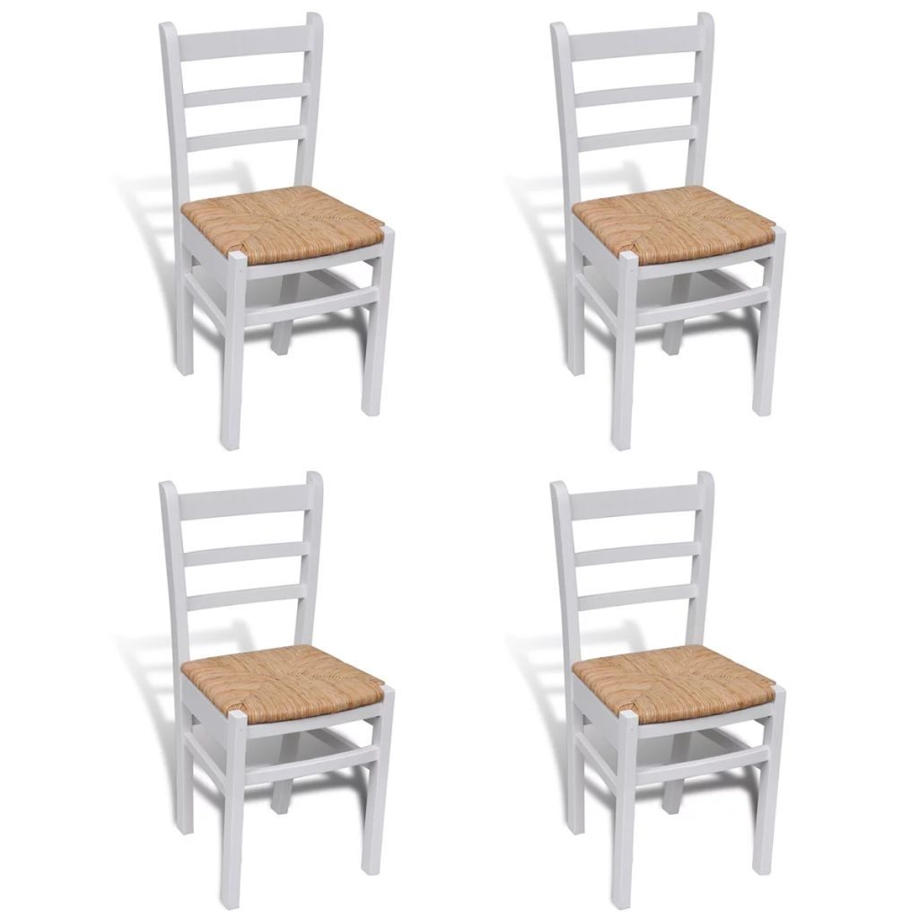 4 pcs White Paint Wooden Dining Chair