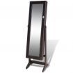 Free Standing Jewellry Cabinet with Mirror Brown