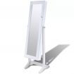 White Free Standing Jewellery Cabinet with LED Light and Mirror Door