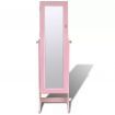 Pink Free Standing Jewellery Cabinet with LED Light and Mirror Door