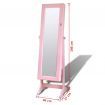 Pink Free Standing Jewellery Cabinet with LED Light and Mirror Door