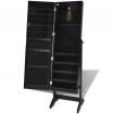 Black Free Standing Jewellery Cabinet with LED Light and Mirror Door