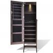 Brown Free Standing Jewellery Cabinet with LED Light and Mirror Door