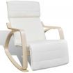 Rocking Chair with Bentwood Frame Fabric Adjustable Cream