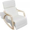 Rocking Chair with Bentwood Frame Fabric Adjustable Cream