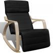 Rocking Chair with Bentwood Frame Fabric Adjustable Black