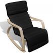 Rocking Chair with Bentwood Frame Fabric Adjustable Black