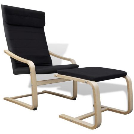 Armchair with Bentwood Frame Fabric Black