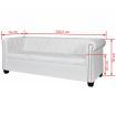 Chesterfield 3-Seater Artificial Leather White