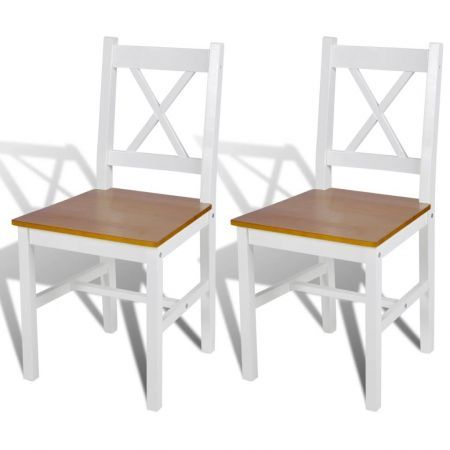 Dining Chairs 2 pcs Wood White and Natural Colour