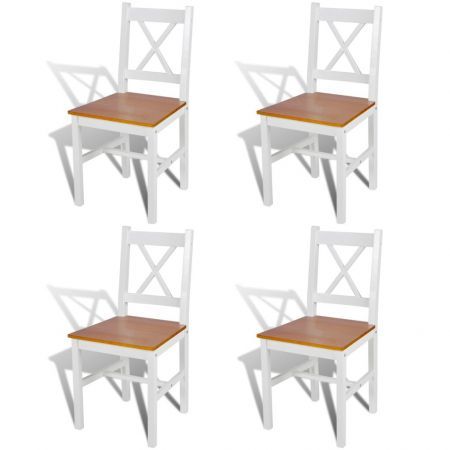 Dining Chairs 4 pcs Wood White and Natural Colour