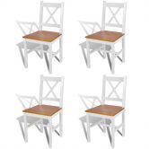 Dining Chairs 4 pcs Wood White and Natural Colour