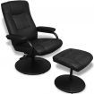 TV Armchair with Foot Stool Artificial Leather Black