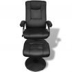 TV Armchair with Foot Stool Artificial Leather Black