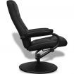 TV Armchair with Foot Stool Artificial Leather Black