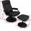 TV Armchair with Foot Stool Artificial Leather Black