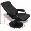 TV Armchair with Foot Stool Artificial Leather Black