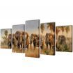 Canvas Wall Print Set Elephants 200 x 100 cm